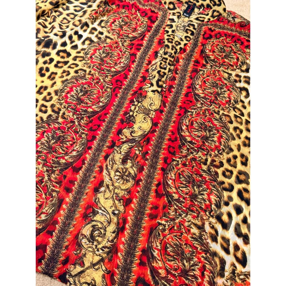 Lamoda Hindu Women's Leopard Barocco Print Long Sleeve Blouse Size XL - Picture 3 of 7